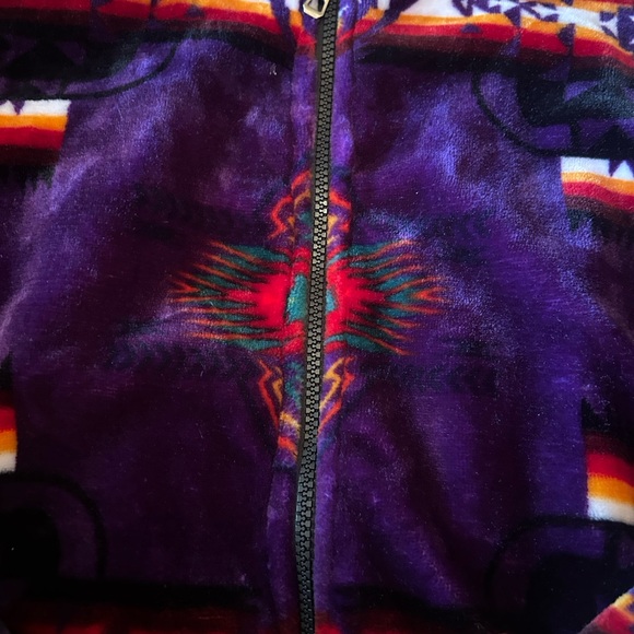 Aztec plush blanket zip up jacket purple SW print Size L/XL - Picture 10 of 12